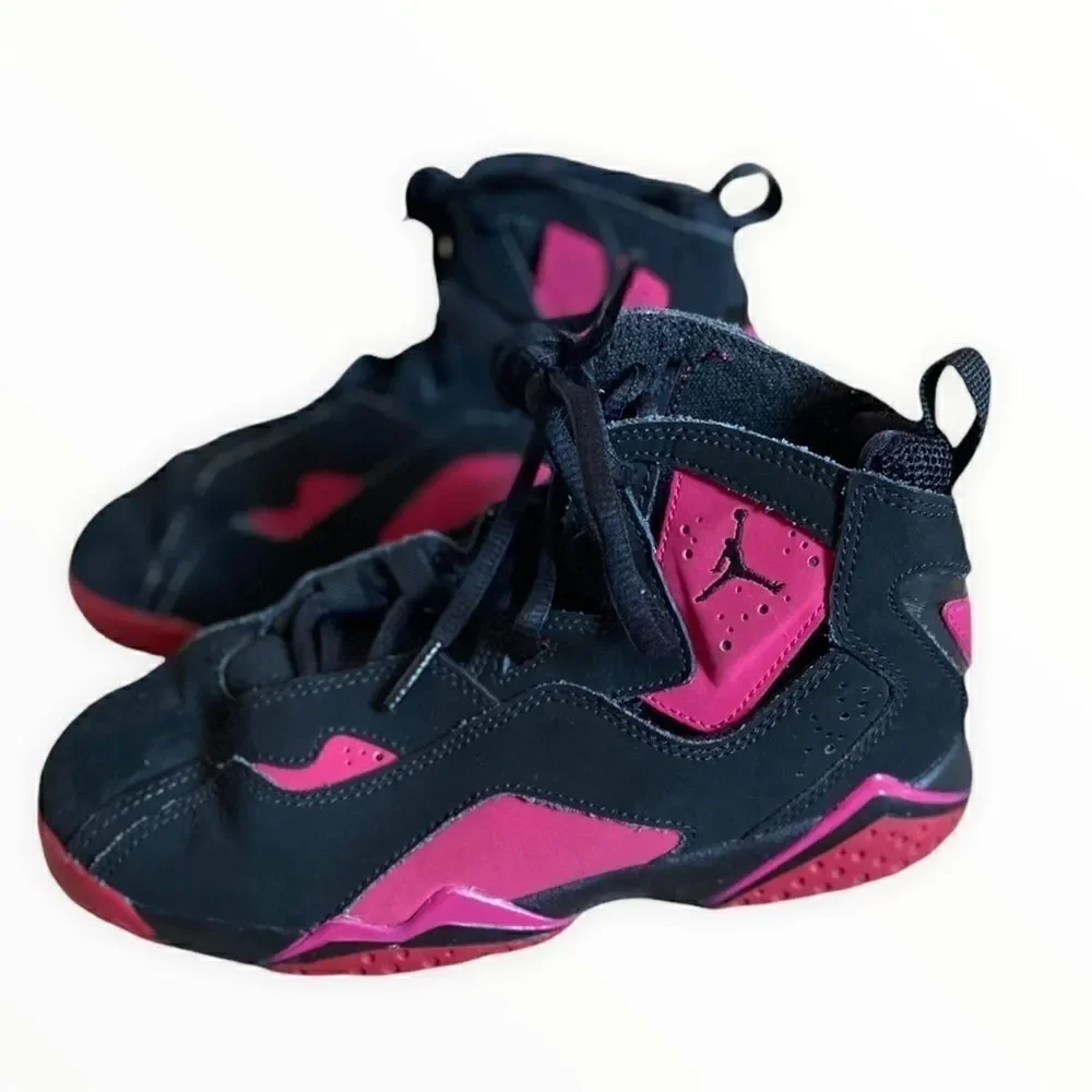 Jordan True Flight Black Pink Youth Sneakers Size 2Y – Excellent Condition